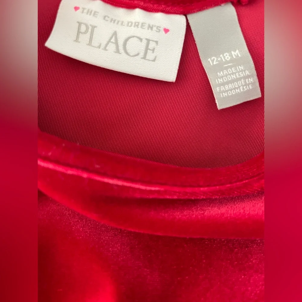 The Children's Place Red Velvet Long-Sleeve Skater Dress